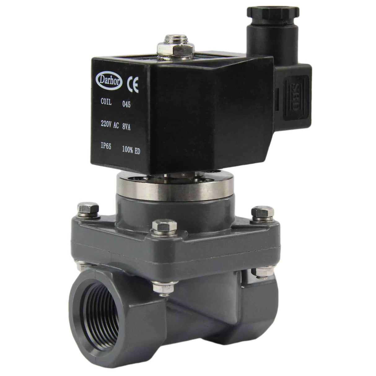 Zweiwege-Magnetventil mit indirekter Wirkung, normalerweise geschlossen, Elephant DHF21-CP-НЗ VITON G 24V, Gehäusematerial – PSP-Fire Resistance Line, Dichtung – Viton