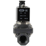 Zweiwege-Magnetventil mit indirekter Wirkung, normal geschlossen, Elephant DHF21-UP-НЗ VITON G 110/220 V, Gehäusematerial – weichmacherfreies Polyvinylchlorid, Dichtung – Viton