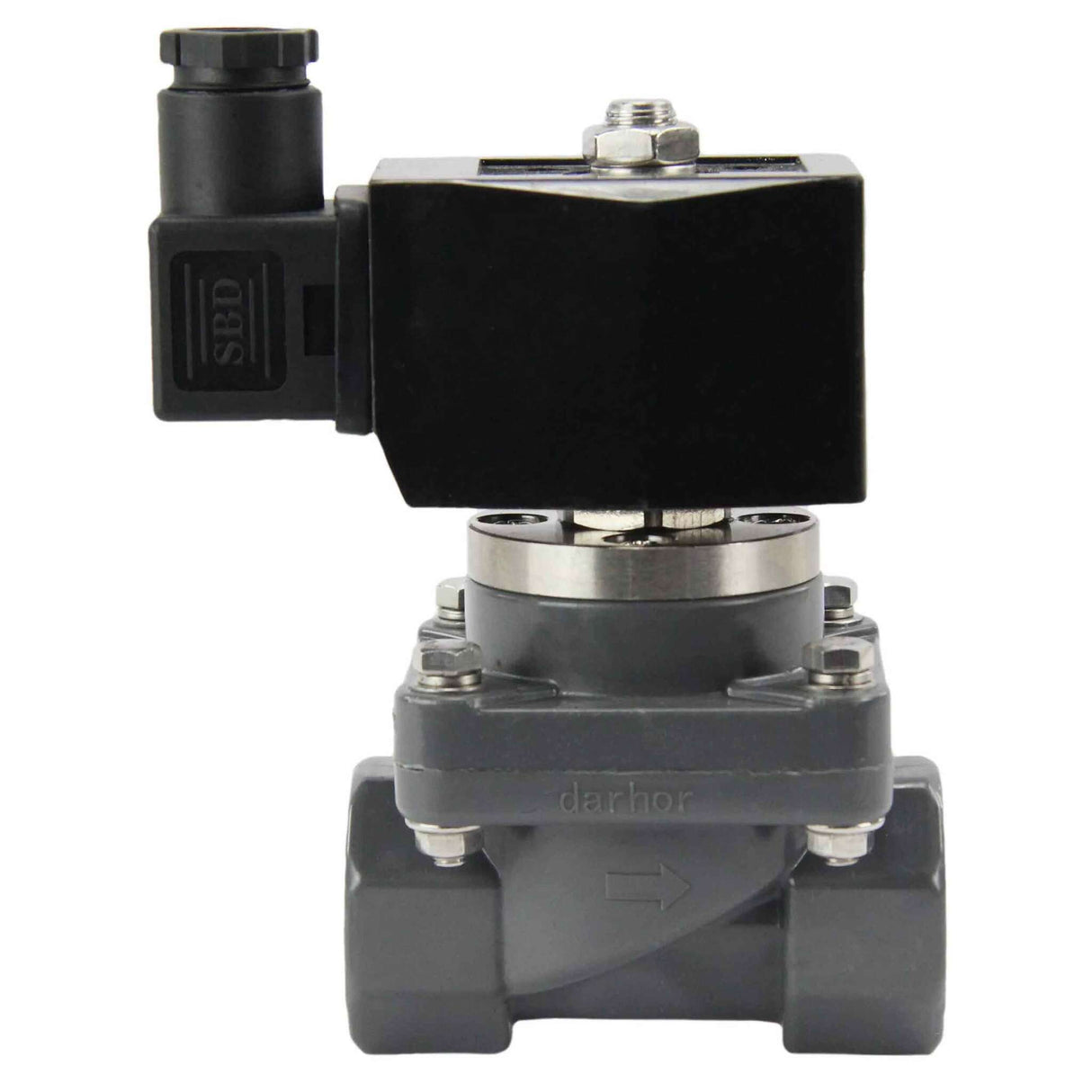 Zweiwege-Magnetventil mit indirekter Wirkung, normalerweise geschlossen, Elephant DHF21-CP-НЗ VITON G 24V, Gehäusematerial – PSP-Fire Resistance Line, Dichtung – Viton