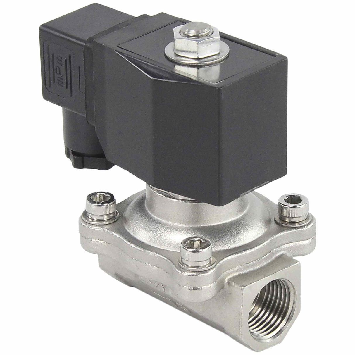 Zweiwege-Elektromagnetventil, normalerweise geschlossen, direkt wirkend, Elephant VS2W-201V-NC, VITON 24 V, Gehäusematerial – Edelstahl AISI 304, Dichtung – Viton