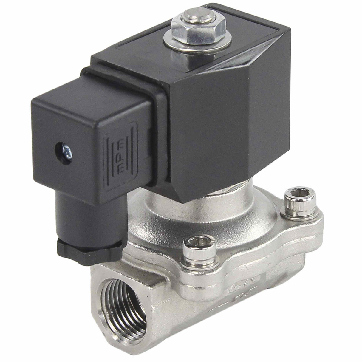 Zweiwege-Elektromagnetventil, normalerweise geschlossen, direkt wirkend, Elephant VS2W-201E-NC EPDM 24 V, Gehäusematerial – Edelstahl AISI 304, Dichtung – EPDM