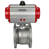 Edelstahl-Kugelhahn Elephant BV3232P-FP-Fb PSI232, Gehäusewerkstoff - Edelstahl AISI 316, Dichtung - PTFE, voller Durchgang, Kompaktflansch, pneumatischer Antrieb Elephant DA doppeltwirkend