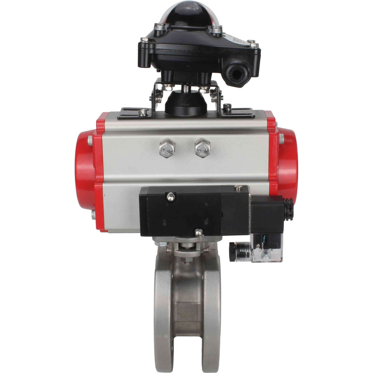 Edelstahl-Kugelhahn Elephant BVсFP.316.200 PSI232 mit vollem Durchgang, Kompaktflansch, pneumatischer Antrieb Elephant SA mit Rückstellfedern, pneumatischer Verteiler 4M310-08 24 V, Endschalterblock APL-410N EX