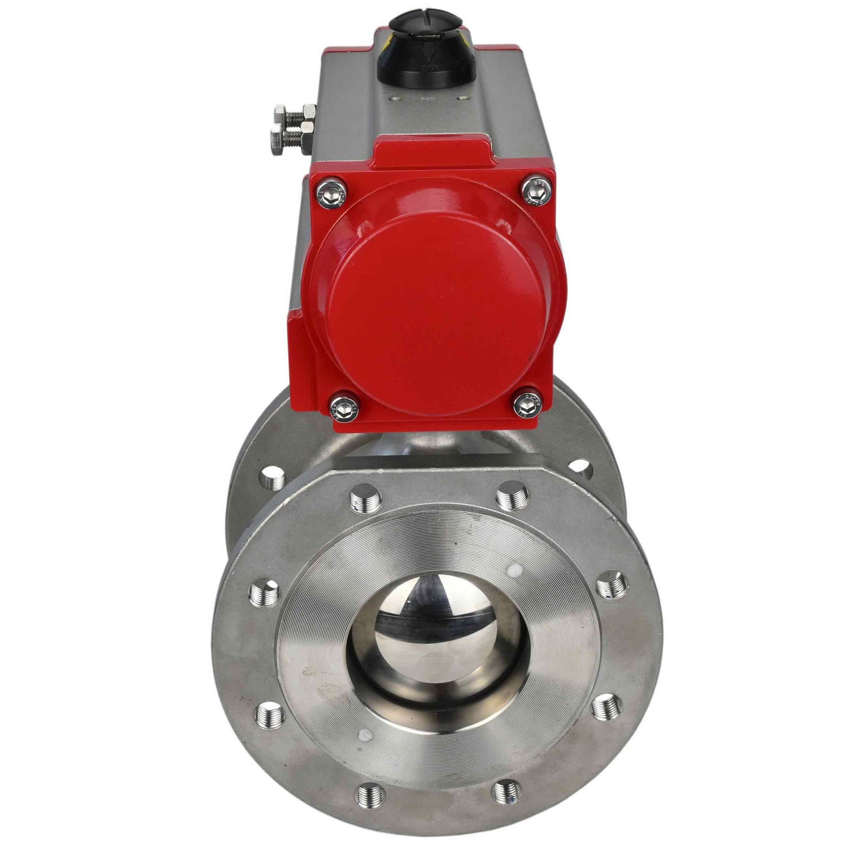 Edelstahl-Kugelhahn Elephant BV3232P-FP-Fb PSI232, Gehäusewerkstoff - Edelstahl AISI 316, Dichtung - PTFE, voller Durchgang, Kompaktflansch, pneumatischer Antrieb Elephant DA doppeltwirkend
