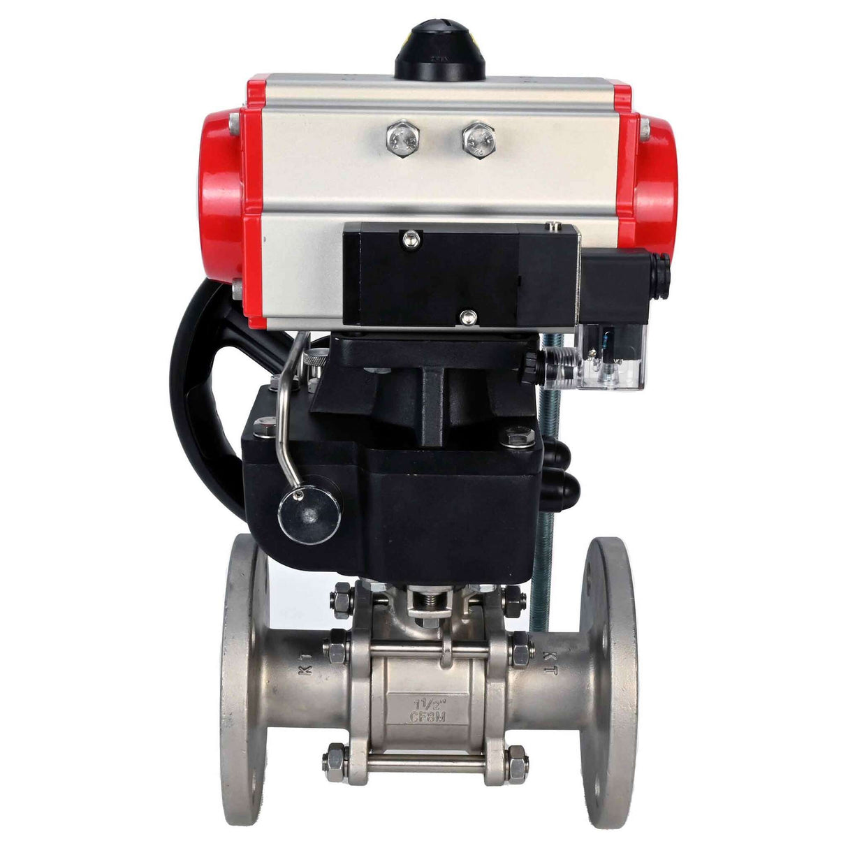 Kugelhahn aus Edelstahl Elephant ksfpt-316-180-da-4m310-24v-hdm, Gehäusematerial - Edelstahl AISI 316, Kugelmaterial - Edelstahl AISI 316, Dichtung - PTFE, pneumatisch betätigt