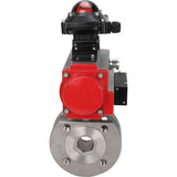 Edelstahl-Kugelhahn Elephant BVсFP.316.200 PSI232 mit vollem Durchgang, Kompaktflansch, pneumatischer Antrieb Elephant SA mit Rückstellfedern, pneumatischer Verteiler 4M310-08 24 V, Endschalterblock APL-410N EX