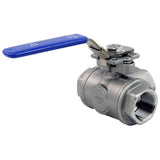 Edelstahl-kugelhahn 3-wege, gewinde NPT/BSP, L-Typ, standarddurchgang, Elephant RP.SS316.200.MM, 986 psi, mit ISO 5211 montageplatte und Griff