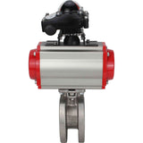 Edelstahl-Kugelhahn Elephant BVсFP.316.200 PSI232 mit vollem Durchgang, Kompaktflansch, pneumatischer Antrieb Elephant SA mit Rückstellfedern, pneumatischer Verteiler 4M310-08 24 V, Endschalterblock APL-410N EX