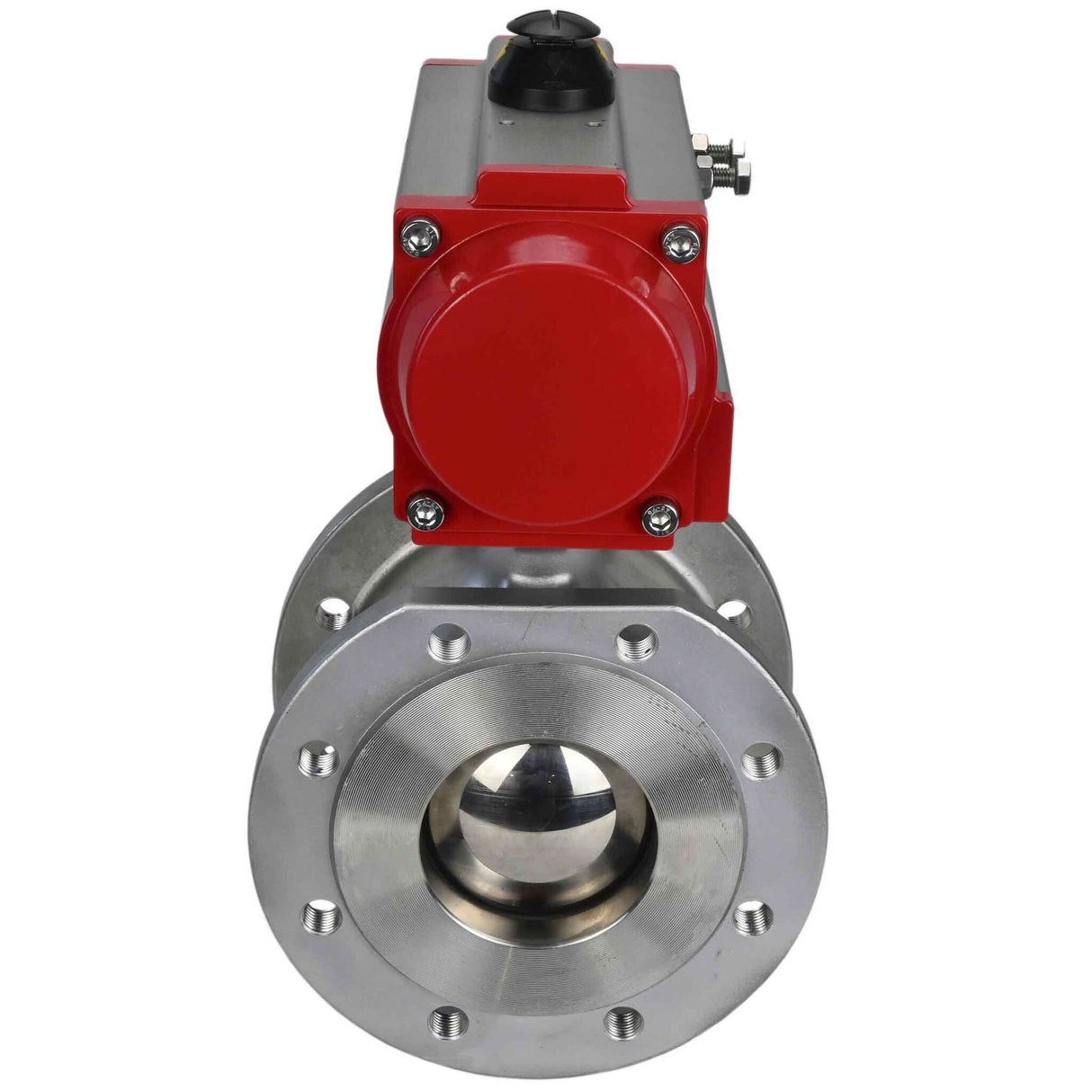 Edelstahl-Kugelhahn Elephant BV3232P-FP-Fb PSI232, Gehäusewerkstoff - Edelstahl AISI 316, Dichtung - PTFE, voller Durchgang, Kompaktflansch, pneumatischer Antrieb Elephant DA doppeltwirkend