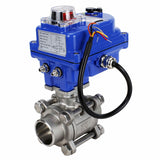 Kugelhahn aus Edelstahl Elephant kshpp-316200-elephant-12v, Gehäusematerial - Edelstahl AISI 316, Kugelmaterial - Edelstahl AISI 316, Dichtung - PTFE, elektrisch betätigter Antrieb