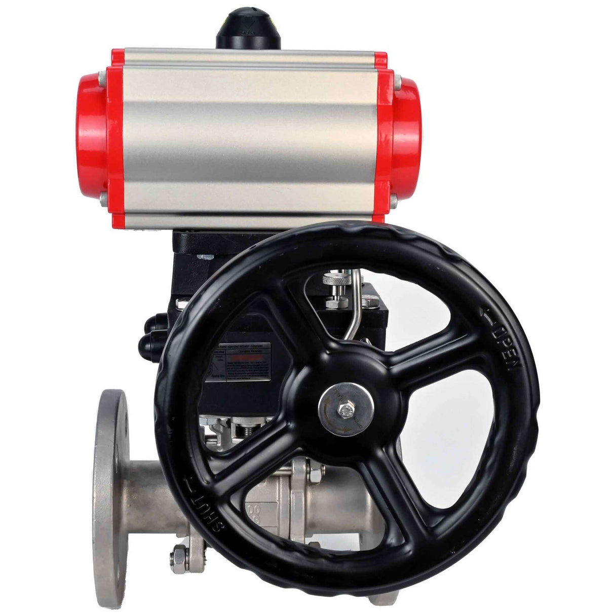 Kugelhahn aus Edelstahl Elephant ksfpt-316-180-da-4m310-24v-hdm, Gehäusematerial - Edelstahl AISI 316, Kugelmaterial - Edelstahl AISI 316, Dichtung - PTFE, pneumatisch betätigt