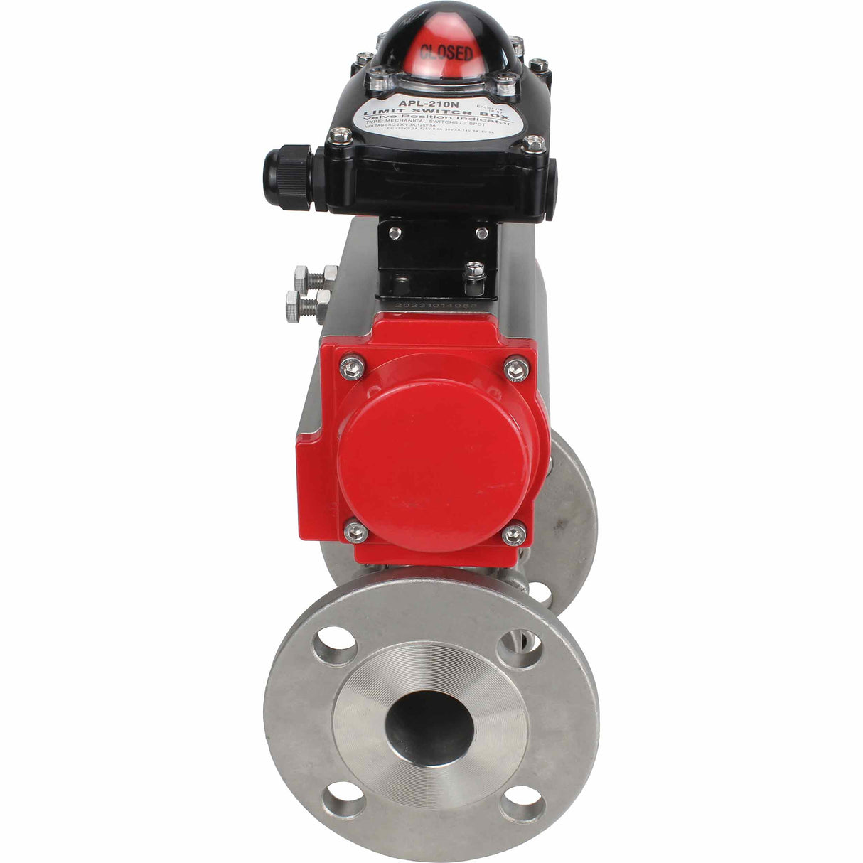 Kugelhahn aus Edelstahl Elephant ksfpt-316-180-da-apl210n, Gehäusematerial - Edelstahl AISI 316, Kugelmaterial - Edelstahl AISI 316, Dichtung - PTFE, pneumatisch betätigt