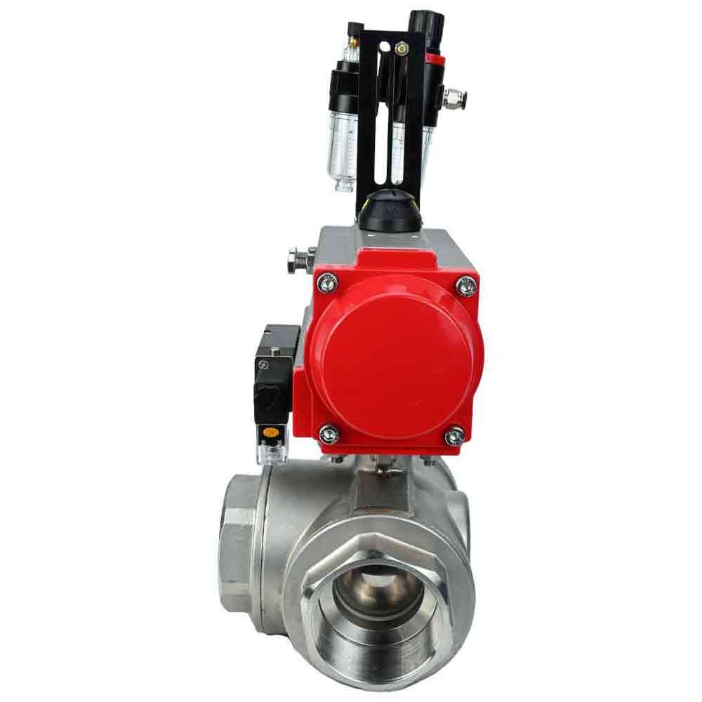 Kugelhahn aus Edelstahl Elephant 3h-l-rpss316200mm-iso-pnevpr-sa-rasp-24v-atu, Gehäusematerial - Edelstahl AISI 316, Kugelmaterial - Edelstahl AISI 316, Dichtung - PTFE, pneumatisch betätigter Antrieb