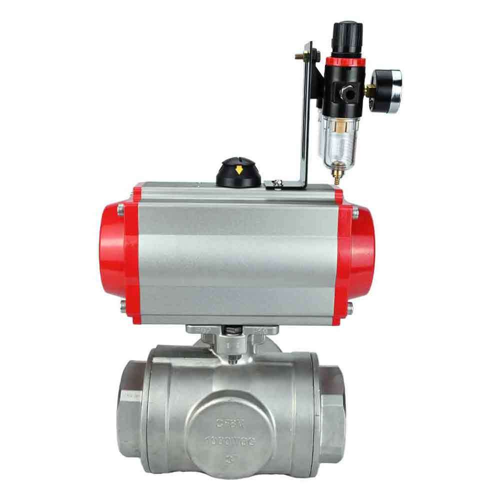 Kugelhahn aus Edelstahl Elephant 3h-l-rpss316200mm-iso-pnevpr-sa-rasp-24v-atu, Gehäusematerial - Edelstahl AISI 316, Kugelmaterial - Edelstahl AISI 316, Dichtung - PTFE, pneumatisch betätigter Antrieb