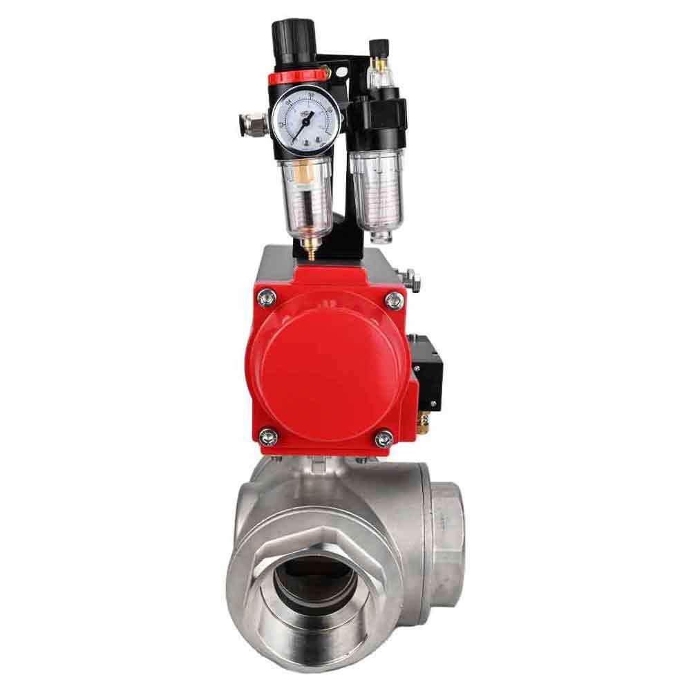 Kugelhahn aus Edelstahl Elephant 3h-l-rpss316200mm-iso-pnevpr-da-rasp-24v-atu, Gehäusematerial - Edelstahl AISI 316, Kugelmaterial - Edelstahl AISI 316, Dichtung - PTFE, pneumatisch betätigter Antrieb