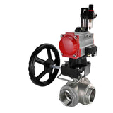 Kugelhahn aus Edelstahl Elephant 3h-l-rpss316200mm-iso-pnevpr-da-rasp-24v-hdm-atu, Gehäusematerial - Edelstahl AISI 316, Kugelmaterial - Edelstahl AISI 316, Dichtung - PTFE, pneumatisch betätigter Antrieb