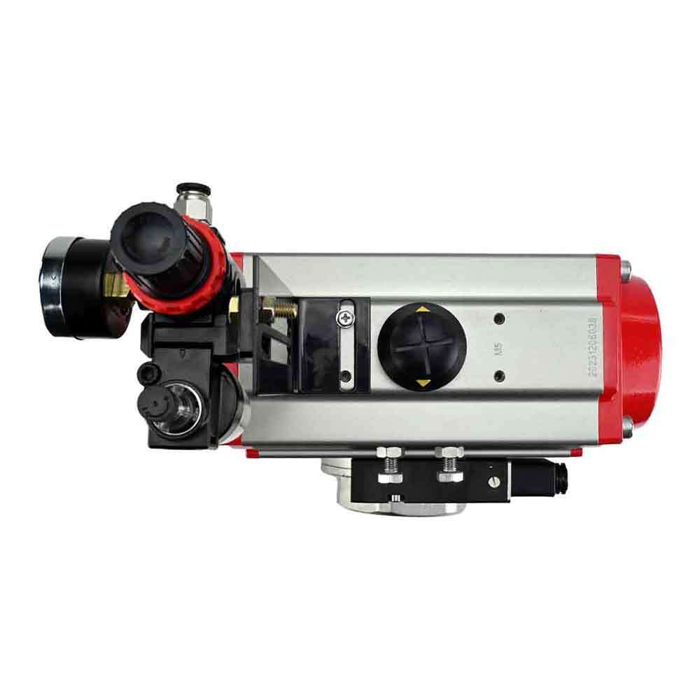 Kugelhahn aus Edelstahl Elephant 3h-l-rpss316200mm-iso-pnevpr-da-rasp-24v-atu, Gehäusematerial - Edelstahl AISI 316, Kugelmaterial - Edelstahl AISI 316, Dichtung - PTFE, pneumatisch betätigter Antrieb