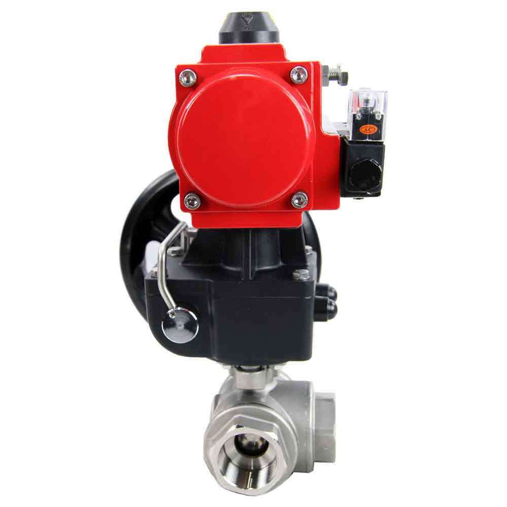 Kugelhahn aus Edelstahl Elephant 3h-l-rpss316200mm-iso-pnevpr-da-rasp-110/220v-hdm, Gehäusematerial - Edelstahl AISI 316, Kugelmaterial - Edelstahl AISI 316, Dichtung - PTFE, pneumatisch betätigter Antrieb