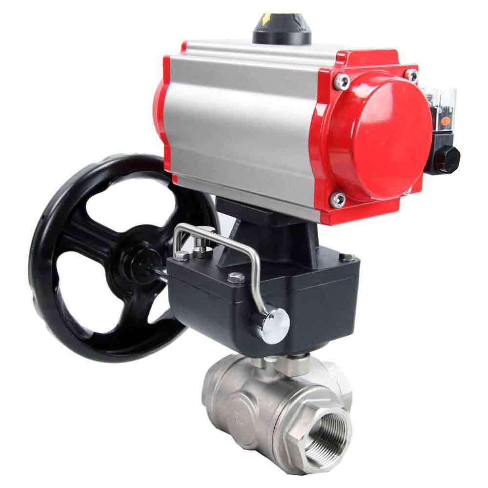 Kugelhahn aus Edelstahl Elephant 3h-l-rpss316200mm-iso-pnevpr-da-rasp-110/220v-hdm, Gehäusematerial - Edelstahl AISI 316, Kugelmaterial - Edelstahl AISI 316, Dichtung - PTFE, pneumatisch betätigter Antrieb