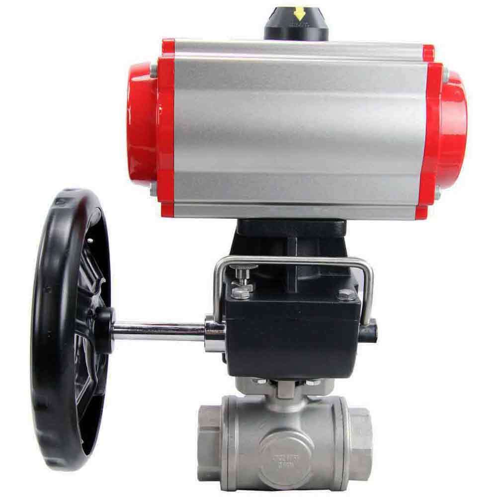 Kugelhahn aus Edelstahl Elephant 3h-l-rpss316200mm-iso-pnevpr-da-rasp-110/220v-hdm, Gehäusematerial - Edelstahl AISI 316, Kugelmaterial - Edelstahl AISI 316, Dichtung - PTFE, pneumatisch betätigter Antrieb