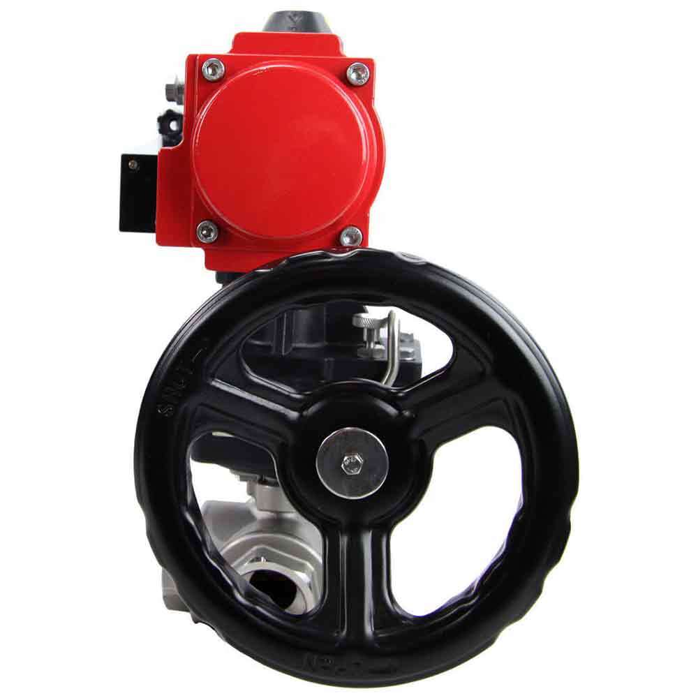 Kugelhahn aus Edelstahl Elephant 3h-l-rpss316200mm-iso-pnevpr-da-rasp-110/220v-hdm, Gehäusematerial - Edelstahl AISI 316, Kugelmaterial - Edelstahl AISI 316, Dichtung - PTFE, pneumatisch betätigter Antrieb