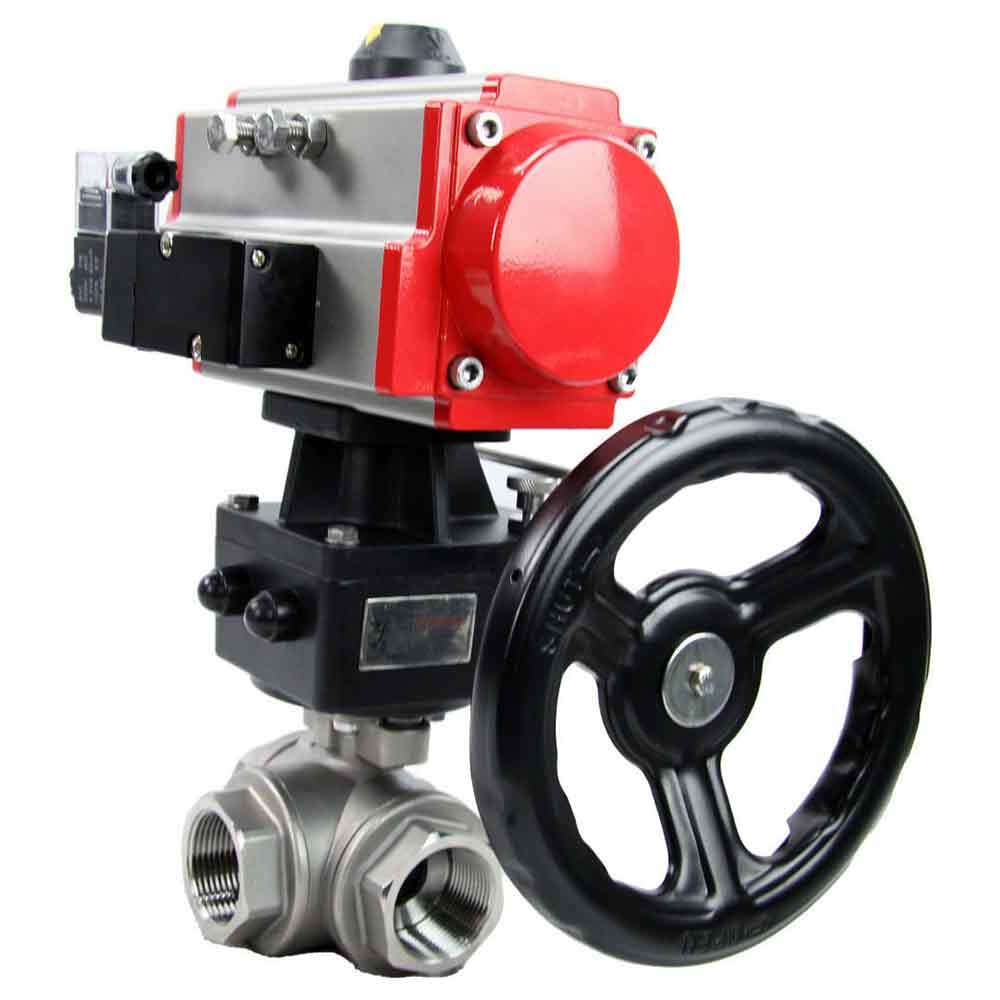 Kugelhahn aus Edelstahl Elephant 3h-l-rpss316200mm-iso-pnevpr-da-rasp-110/220v-hdm, Gehäusematerial - Edelstahl AISI 316, Kugelmaterial - Edelstahl AISI 316, Dichtung - PTFE, pneumatisch betätigter Antrieb