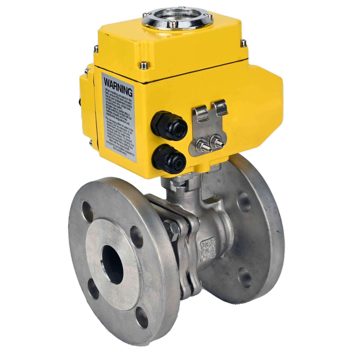 Edelstahl-Kugelhahn Elephant BV3232P-FP-F, Gehäuse - Edelstahl AISI 316, Dichtung - PTFE, voller Durchgang, geflanscht, Elektroantrieb Elephant 220 V