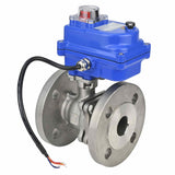 Edelstahl-Kugelhahn Elephant BV3232P-FP-F, Gehäuse - Edelstahl AISI 316, Dichtung - PTFE, voller Durchgang, geflanscht, Elektroantrieb Elephant 003 blau 24 V