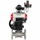 Kugelhahn aus Edelstahl Elephant ksfpt-316-180-da-4m310-110/220v-apl210n-hdm-afc2000, Gehäusematerial - Edelstahl AISI 316, Kugelmaterial - Edelstahl AISI 316, Dichtung - PTFE, pneumatisch betätigt