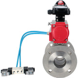 Kugelhähne Elephant BV3232P(2 Stück)-FP-F-ISO-H, voll durchgängig, Flansch, Edelstahl SS316, Dichtung - PTFE, mit pneumatischem Antrieb PA-SA mit Rückstellfedern, mit pneumatischem Verteiler 4V320-10 220V, mit LSU APL-210N