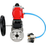 Kugelhähne Elephant BV3131P(3pc)-FP-F-ISO-H, Gehäusematerial - Edelstahl AISI 304, Dichtung - PTFE / PTFE / Teflon, mit pneumatischem Doppelwirkungsantrieb PA-DA, 4V320-10 220V, Handrad MON