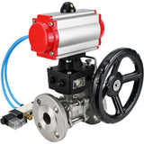Kugelhähne Elephant BV3131P(3pc)-FP-F-ISO-H, Gehäusematerial - Edelstahl AISI 304, Dichtung - PTFE / PTFE / Teflon, mit pneumatischem Doppelwirkungsantrieb PA-DA, 4V320-10 220V, Handrad MON