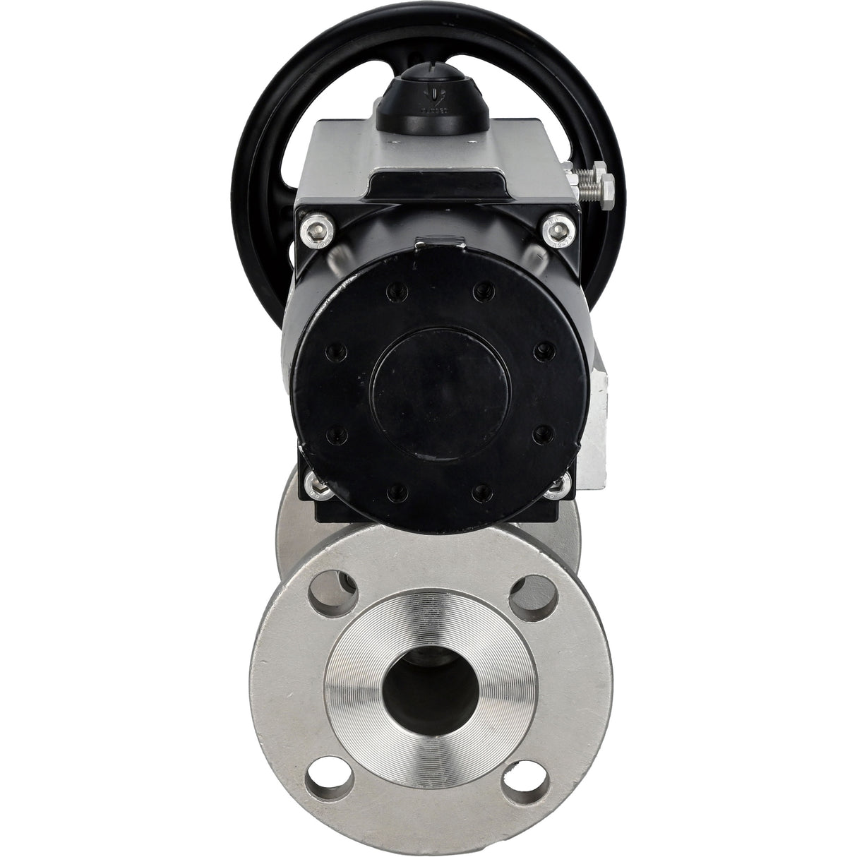 Kugelhähne Elephant BV3131P(3-teilig)-FP-F-ISO-H DN65-80 16 bar dreiteilig, voller Durchgang, geflanscht, Gehäuse - Edelstahl SS304, Dichtung - PTFE, mit pneumatischem Antrieb Elephant PA-DA-105-1
