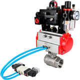 Kugelhähne Elephant BV3232P(2 Stück)-FP-T-ISO-H 16 bar, Vollbohrkupplung, Edelstahl SS316, Dichtung - PTFE, mit pneumatischem Antrieb PA-SA mit Rückstellfedern, mit pneumatischem Verteiler 4V320-10 220V, mit LSU APL-410N EX, mit ATU AFC2000