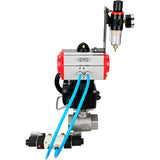 Kugelhähne Elephant BV3232P(2 Stück)-FP-T-ISO-H, Gehäusematerial - Edelstahl AISI 316, Dichtung - PTFE / PTFE / Teflon, mit pneumatischem Doppelwirkungsantrieb PA-DA, 4V320-10 220V, Handrad MON, ATU AFC2000