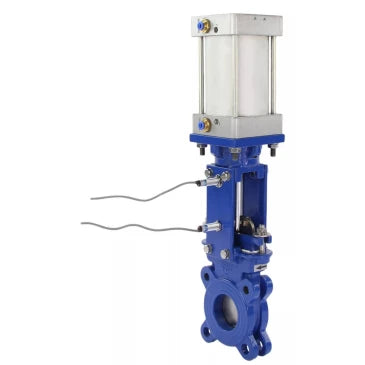 Knife gate valve Elephant GVKR1331E-1W-Fb-2P DN50-300 6/10/16 bar flanged joint, spindle - retractable, body - cast iron GGG40, seal - EPDM, with pneumatic drive, WENZ, induction sensors LJ12A3-4-Z/EX 24V