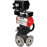 Ball valves Elephant BV3232P(4pc)-FP-3WL-F-ISO-H 16 bar full bore, flanged, body - stainless steel SS316, ISO flange F03/F04-F10/F12, square 9x9-19x19, with Mon/PA-DA drive, pneumatic positioner YT-1000RSN without feedback and Doubler MON3-700-T3