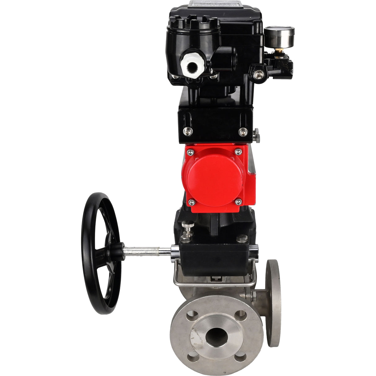 Ball valves Elephant BV3232P(4pc)-FP-3WL-F-ISO-H 16 bar full bore, flanged, body - stainless steel SS316, ISO flange F03/F04-F10/F12, square 9x9-19x19, with Mon/PA-DA drive, pneumatic positioner YT-1000RSN without feedback and Doubler MON3-700-T3