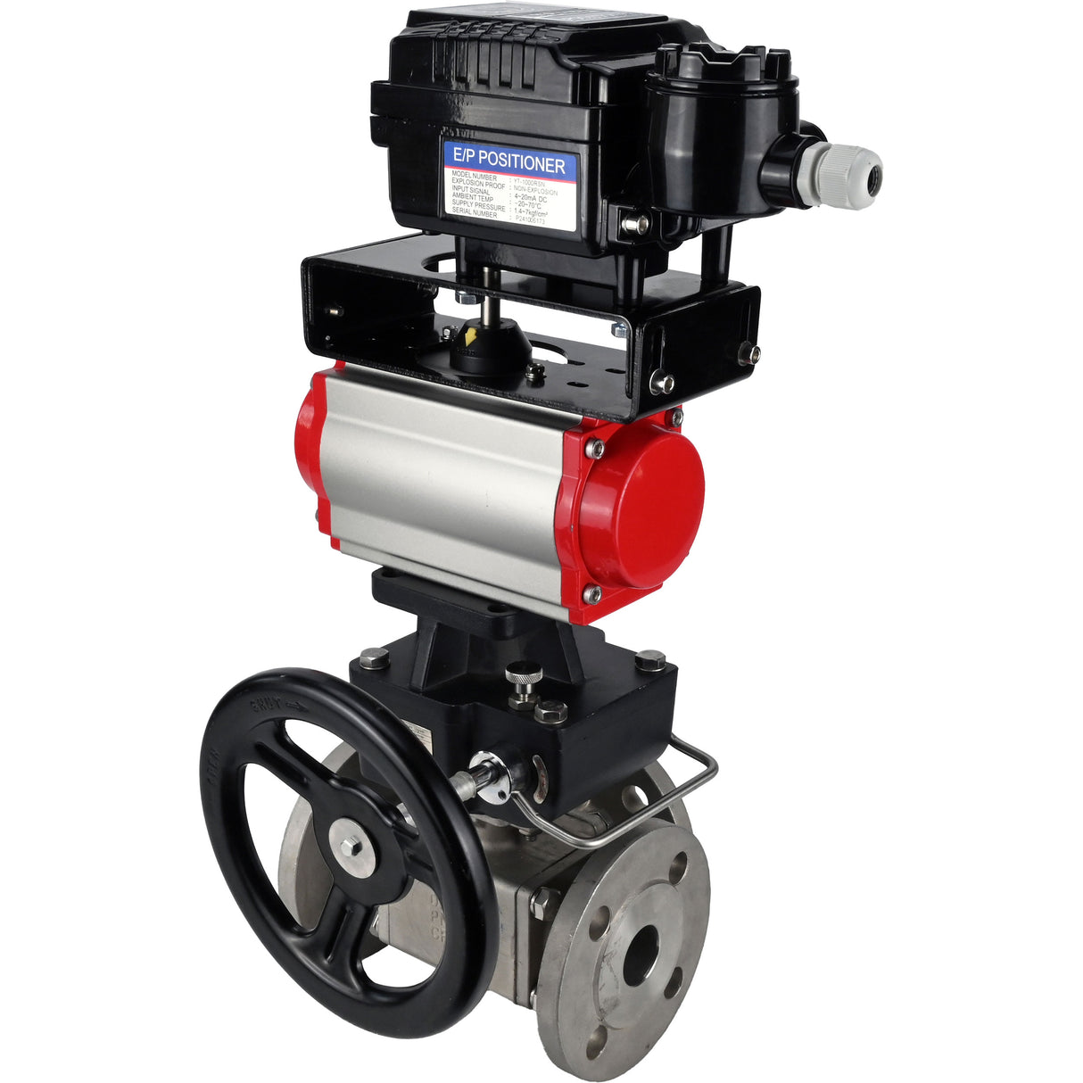 Ball valves Elephant BV3232P(4pc)-FP-3WL-F-ISO-H 16 bar full bore, flanged, body - stainless steel SS316, ISO flange F03/F04-F10/F12, square 9x9-19x19, with Mon/PA-DA drive, pneumatic positioner YT-1000RSN without feedback and Doubler MON3-700-T3