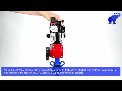 Wasser-Schmetterlingsventil Elephant al-316l-epdm-elephant-sa-4m310-24-apl210n-afc2000, Gehäusematerial - Aluminiumlegierung, Scheibenmaterial - Edelstahl AISI 316L, Dichtung - EPDM, pneumatisch betätigt