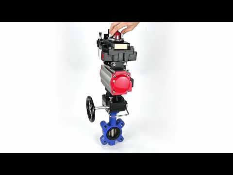 Wasser-Schmetterlingsventil Elephant WBV1616E-2W-Fb-H, Gehäusematerial - Gusseisen QT450, Scheibenmaterial - Gusseisen QT450, Dichtung - EPDM, pneumatischer Antrieb PA-DA Doppelwirkung, 4M310-08 24V, LSU APL-410N EX, Handrad MON, ATU AFC2000