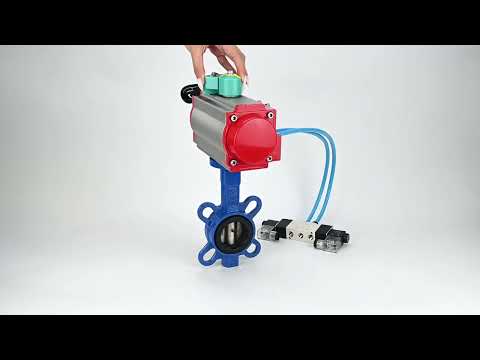 Water Butterfly Valve Elephant WBV1413E-2W-Fb-H DN40-300 16 bar body - GGG50 cast iron, disc - GGG40 cast iron, seal - EPDM, with pneumatic actuator PA-DA-XXX, pneumatic distributor 4V320-08 220V and ALS200D magnetic switch