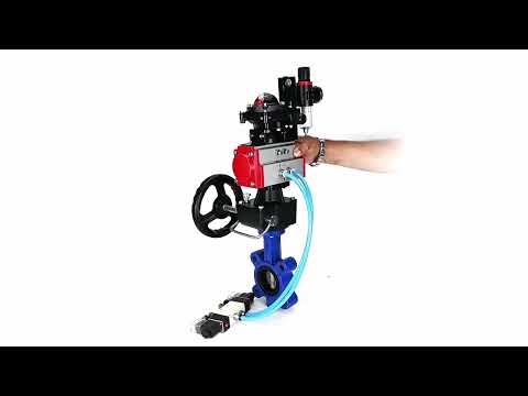 Wasser-Schmetterlingsventil Elephant WBV1631E-2W-Fb-H, Gehäusematerial - Gusseisen QT450, Scheibenmaterial - Edelstahl AISI 304, Dichtung - EPDM, pneumatischer Antrieb PA-DA Doppelwirkung, 4V320-10 220V, LSU APL-210N, Handrad MON, ATU AFC2000
