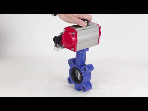 Water Butterfly Valve Elephant WBV1631N-2W-Fb-H, Gehäusematerial - Gusseisen QT450, Scheibenmaterial - Edelstahl AISI 304, Dichtung - NBR, pneumatischer Antrieb PA-SA mit Rückstellfedern, 4M310-08 24V