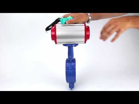 Water Butterfly Valve Elephant WBV3432P-2W-Fb-H DN40-300 16 bar body - WCB carbon steel, disc - 316L stainless steel, seal - PTFE, with pneumatic actuator PA-DA-XXX, pneumatic distributor 4M310-08 NAMUR 24V and ALS200D magnetic switch