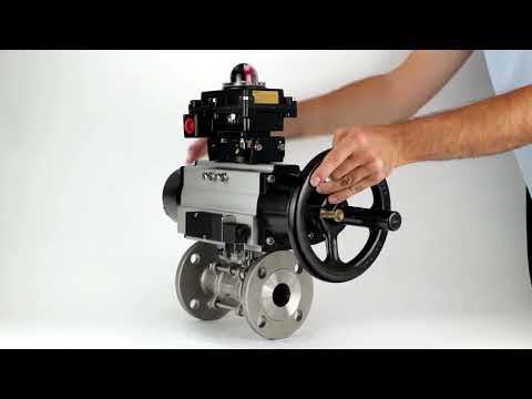 Ball valves Elephant BV3232P(3pc)-FP-F-ISO-H DN65-100 25/40 bar flanged with ISO flange, body - 316 stainless steel, full bore, seal - PTFE, with pneumatic drive PA-DA-105-1, pneumatic distributor 4M310-08 24V, LSU APL-410N Ex