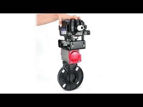 Butterfly valves Elephant WBV4242E-2W-Fb-ISO, body material - UPVC, disc material - UPVC, seal - EPDM, with pneumatic actuator double action PA-DA and electro-pneumatic rotary positioner YT-1000RSN with feedback