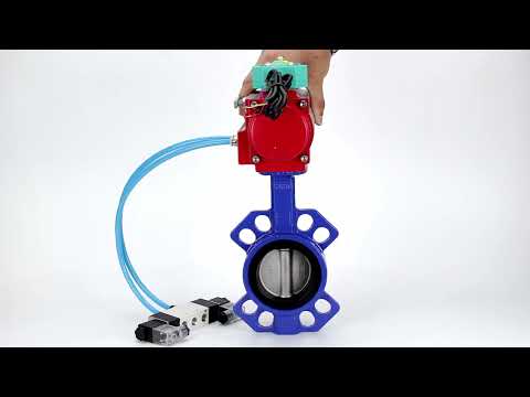 Water Butterfly Valve Elephant WBV1432E-2W-Fb-H DN40-300 16 bar body - GGG50 cast iron, disc - 316L stainless steel, seal - EPDM, with pneumatic actuator PA-DA-XXX, pneumatic distributor 4V320-08 220V and ALS200D magnetic switch