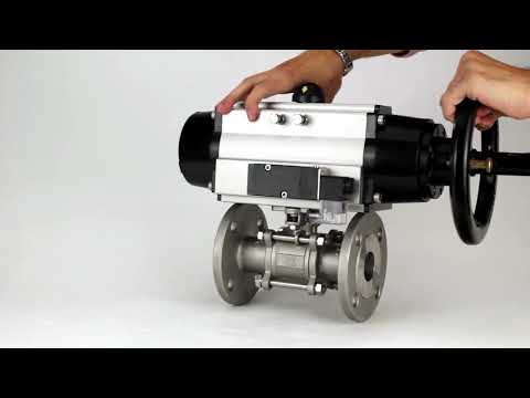 Ball valves Elephant BV3232P(3pc)-FP-F-ISO-H DN65-100 25/40 bar flanged with ISO flange, body - 316 stainless steel, full bore, seal - PTFE, with pneumatic drive PA-DA-105-1, pneumatic distributor 4M310-08 24V