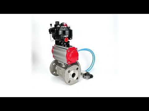 Ball valves Elephant BV3232P(4pc)-FP-3WL-F-ISO-H 16 bar full bore, flanged, body - stainless steel SS316, ISO flange F03/F04-F10/F12, square 9x9-19x19, with pneumatic drive PA-DA, pneumatic distributor 4V320-8 220V, LSU APL-510N EX and ATU AFC